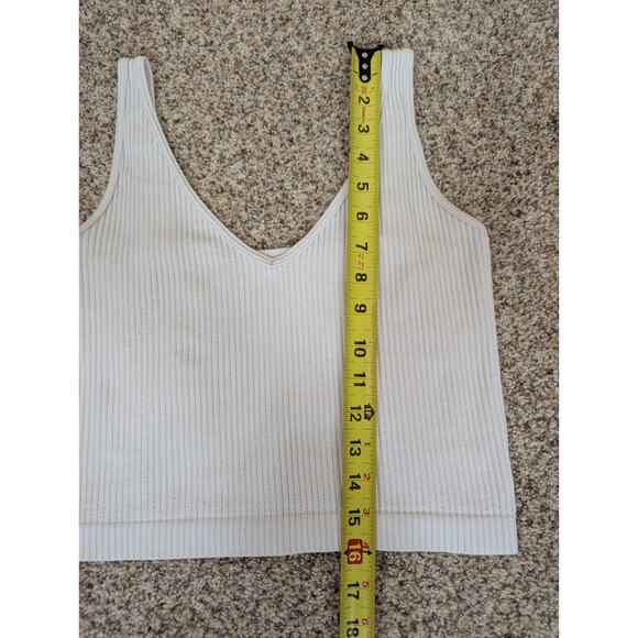 Intimately Free People White Cropped Top Ribbed Basic Capsule Women's M-L - Picture 5 of 8